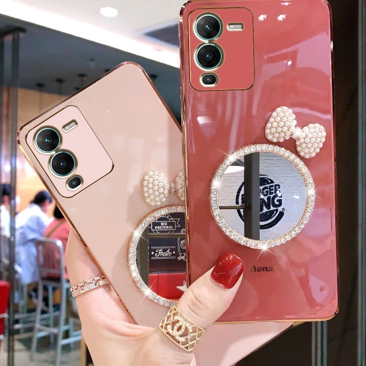 KMEG适用VIVOS15/S15PRO软硅胶手机壳电镀防摔补妆镜女款保护镜头