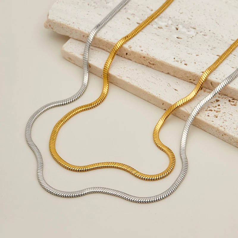 铜合金项链 小众个性百搭ins冷淡风时髦蛇骨扁链条锁骨项饰轻奢女