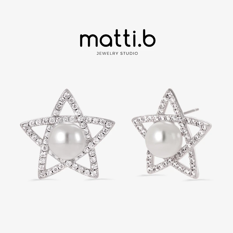 铜合金仿珍珠耳饰 可爱五角星小众简约镶钻高级感时尚耳钉女1499