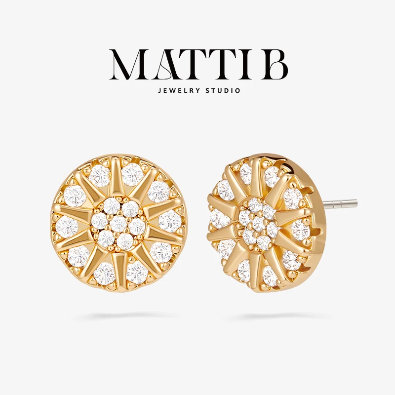 铜合金合成锆石耳饰 太阳花小众气质设计感新爆款百搭耳钉女1941