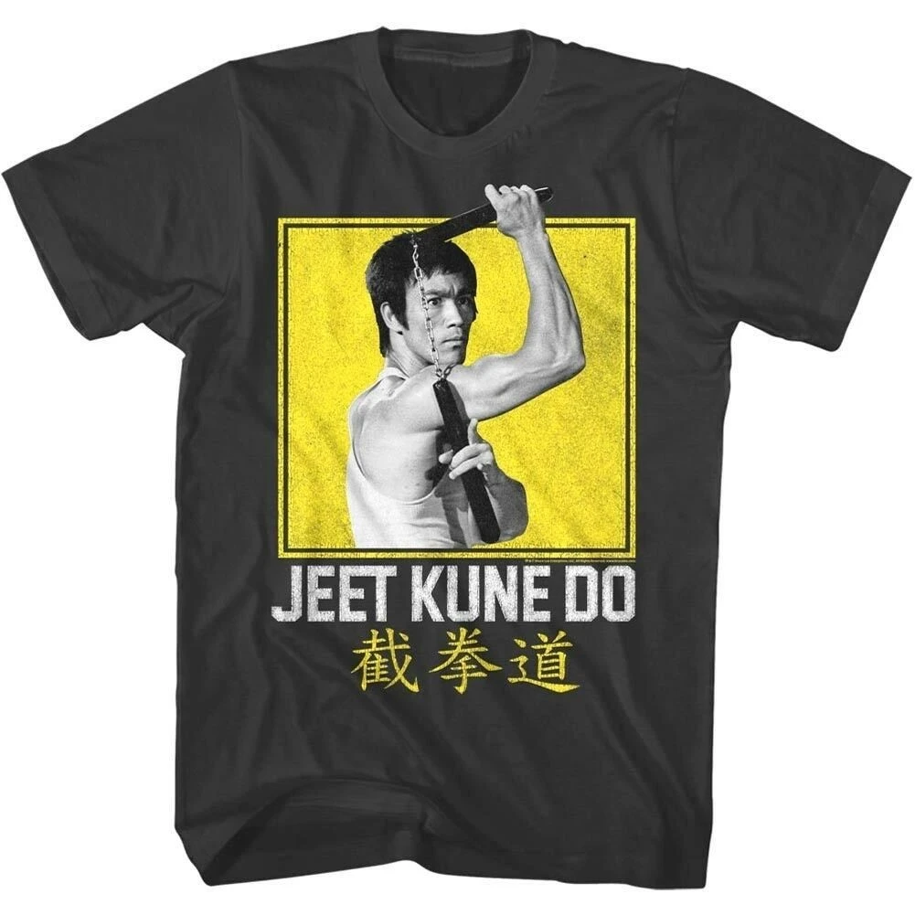 Bruce Lee Jeet Kune Do Nunchucks李小龙双节棍截拳道复古男T恤