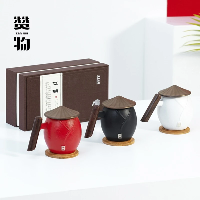 赞物江湖侠客水杯男泡茶杯茶水分离办公室家用过滤杯子马克杯陶瓷