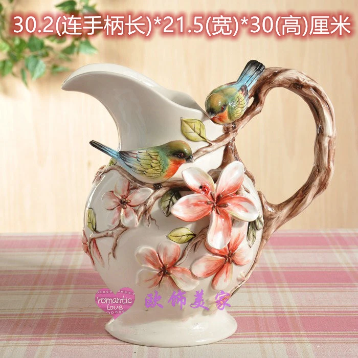 方亚手绘陶瓷丹青大鸟水罐花瓶
