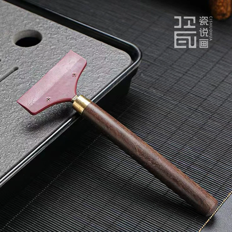 黑檀木茶艺刮硅胶茶刮功夫茶具配件茶台刮水板茶几刮水器茶道用品