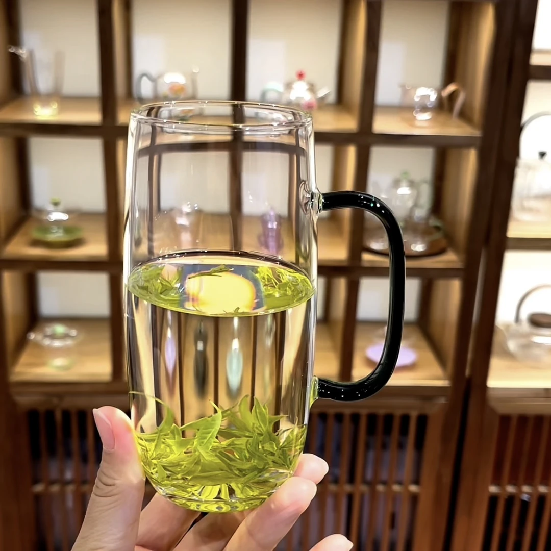 月影绿茶杯高透明度高硼硅玻璃耐高温