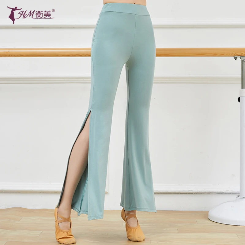 舞蹈练功喇叭裤开叉阔腿裤女士跳现代古典中国舞显瘦修身喇叭裤子