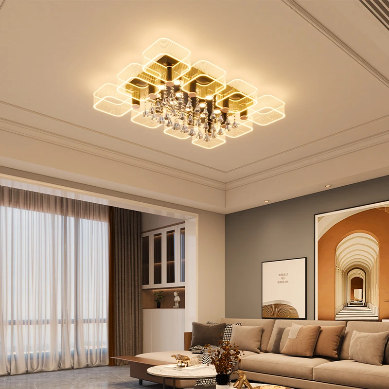 长方形客厅灯吸顶灯2021年新款轻奢现代卧室简约水晶北欧灯具大气