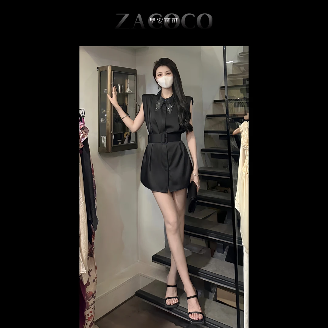 【ZACOCO】御姐风夏季气质时尚百搭上衣956衬衫黑色