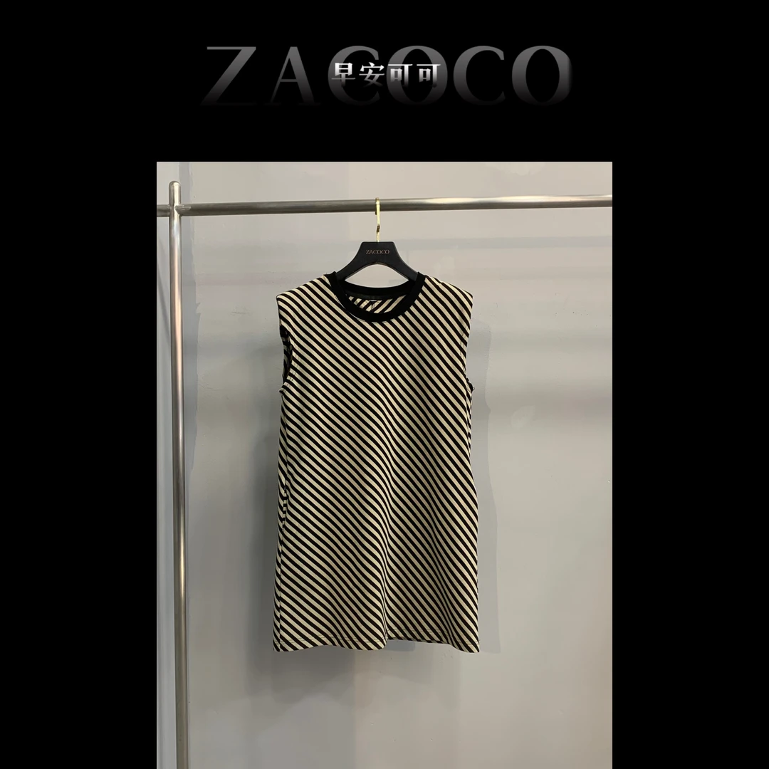 【ZACOCO】御姐风夏季时尚气质百搭长款轻奢条纹连衣裙968