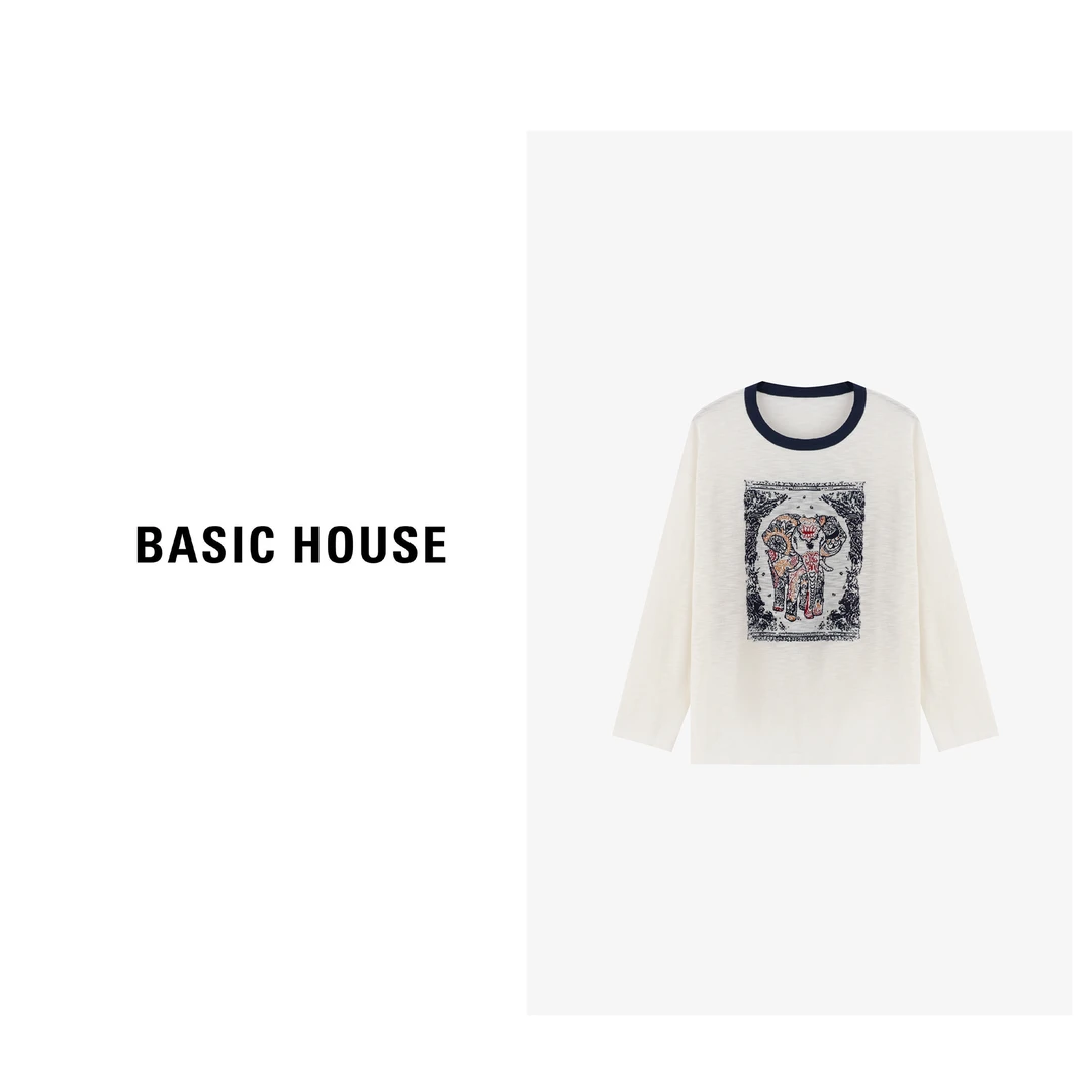 Basic House/百家好防晒罩衫长袖休闲百搭打底针织衫-B0624E5M062