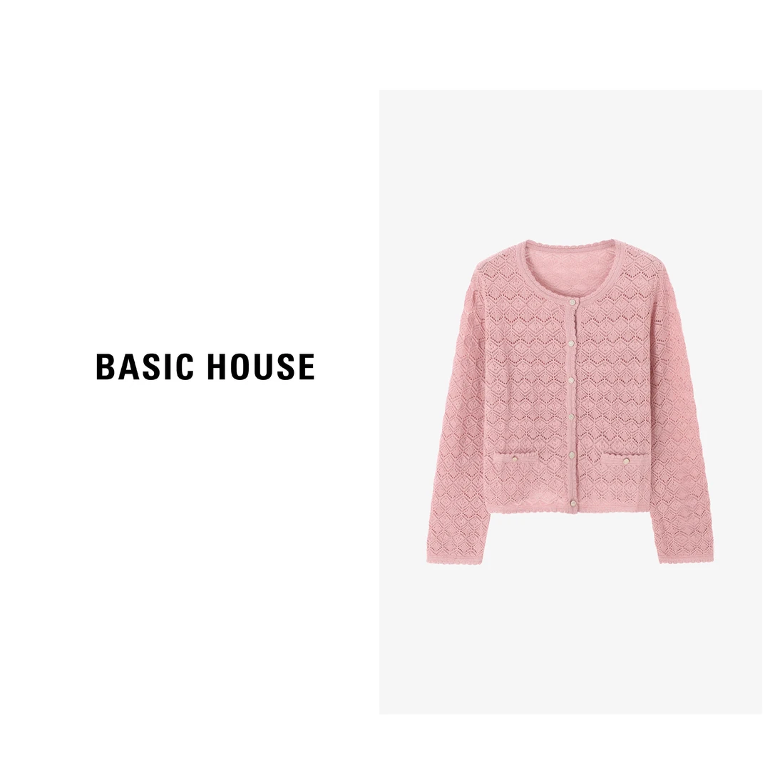 Basic House/百家好【早秋】长袖针织衫蕾丝气质针织衫-B0624S5R112