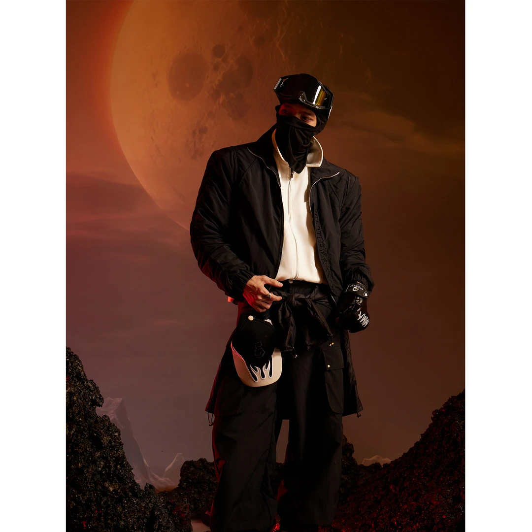 无人孤岛 小众设计高级立领冲锋面料夹克拉链短款外套速干工装裤3