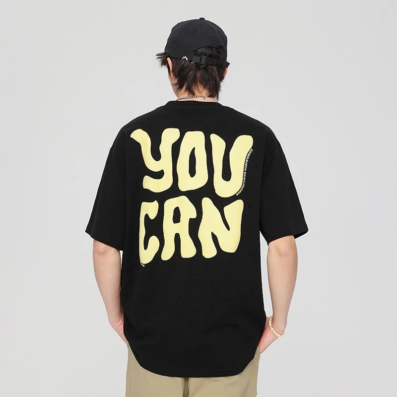 【明星同款】GTRG重磅纯棉阔型落肩街头手绘发泡印花设计小众短袖