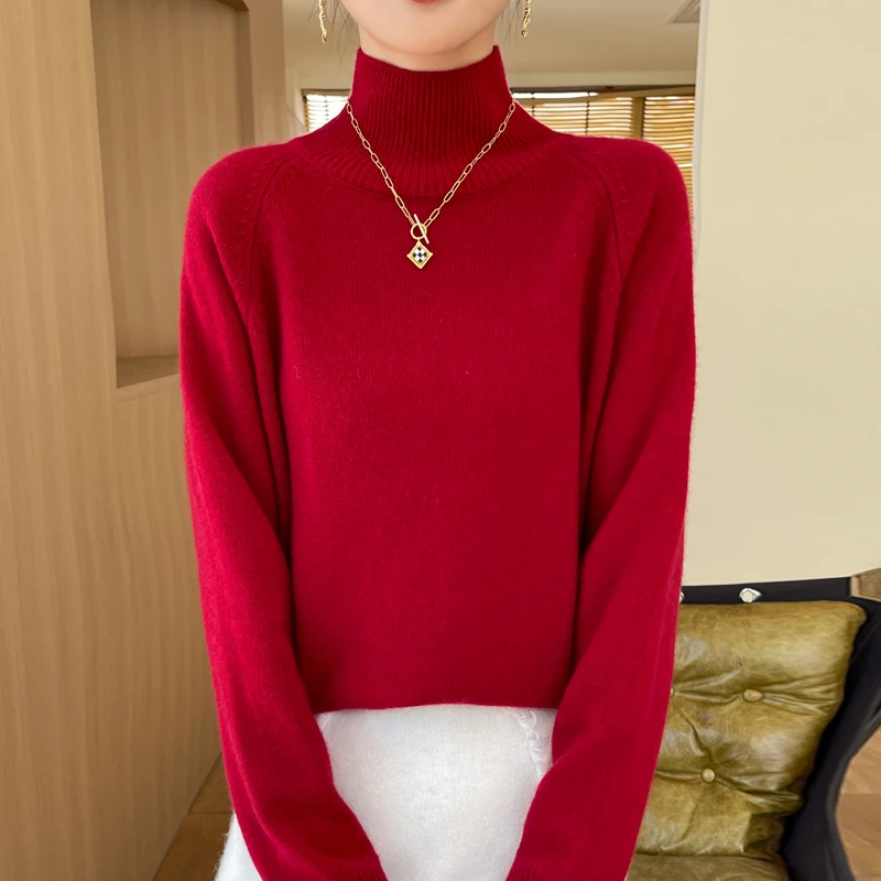 高领百搭长袖针织衫内搭上衣加厚毛衣宽松气质打底衫女宽松外套