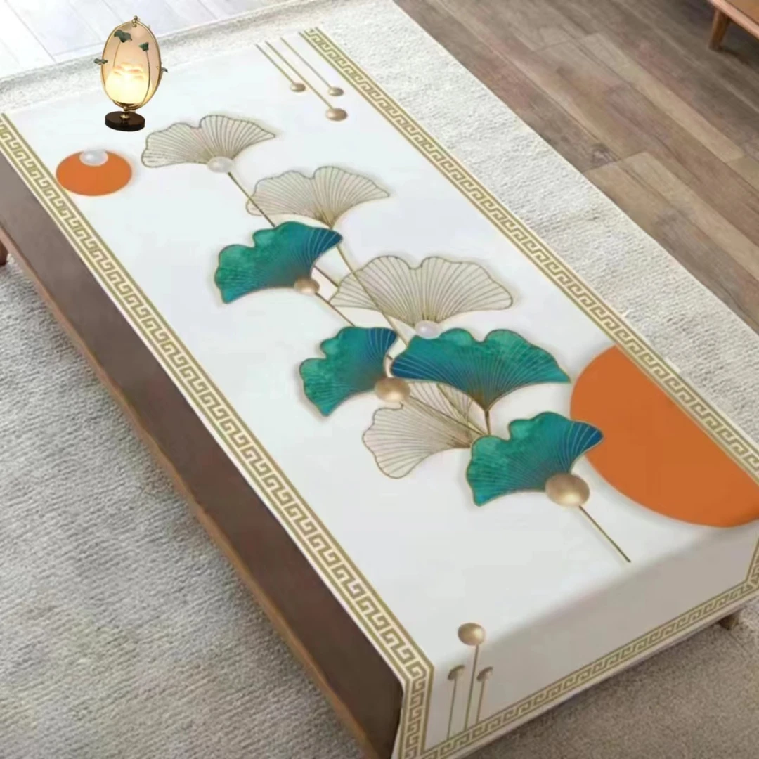 银杏叶【150x90】长方形桌布茶几布防水防烫防油免洗