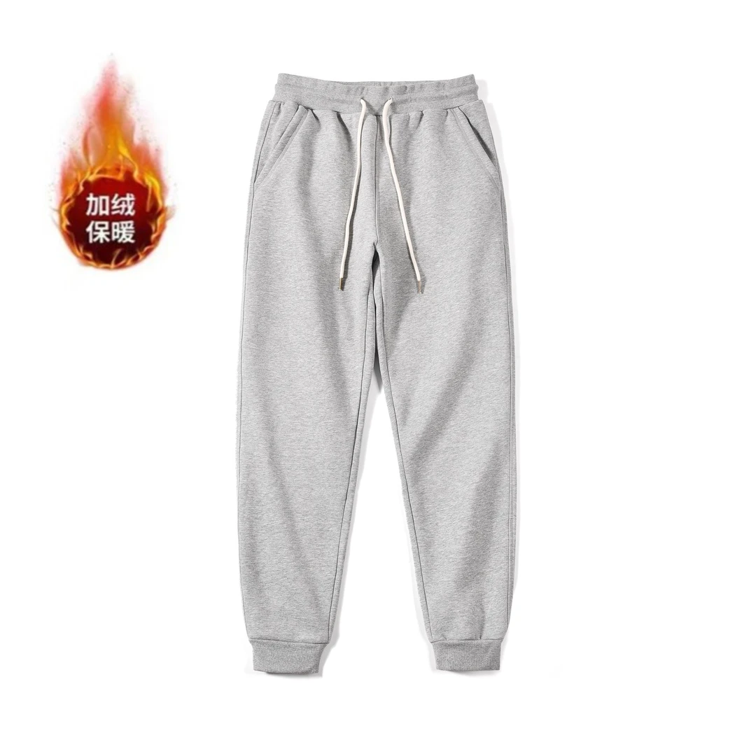 加绒男卫裤宽松束脚保暖舒适冬加厚运动休闲裤纯色情侣长裤89033