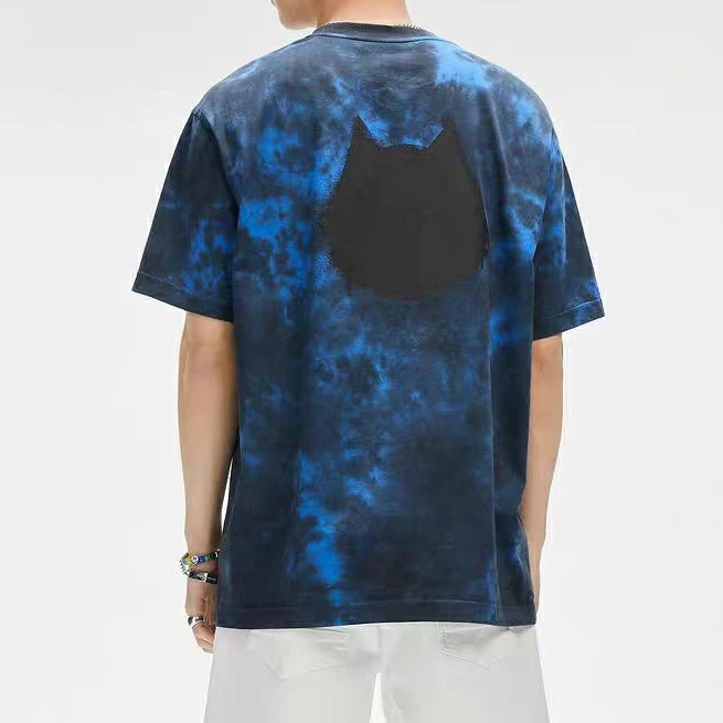 时尚纯棉扎染男生圆领短袖街头潮流男士签到好物推荐