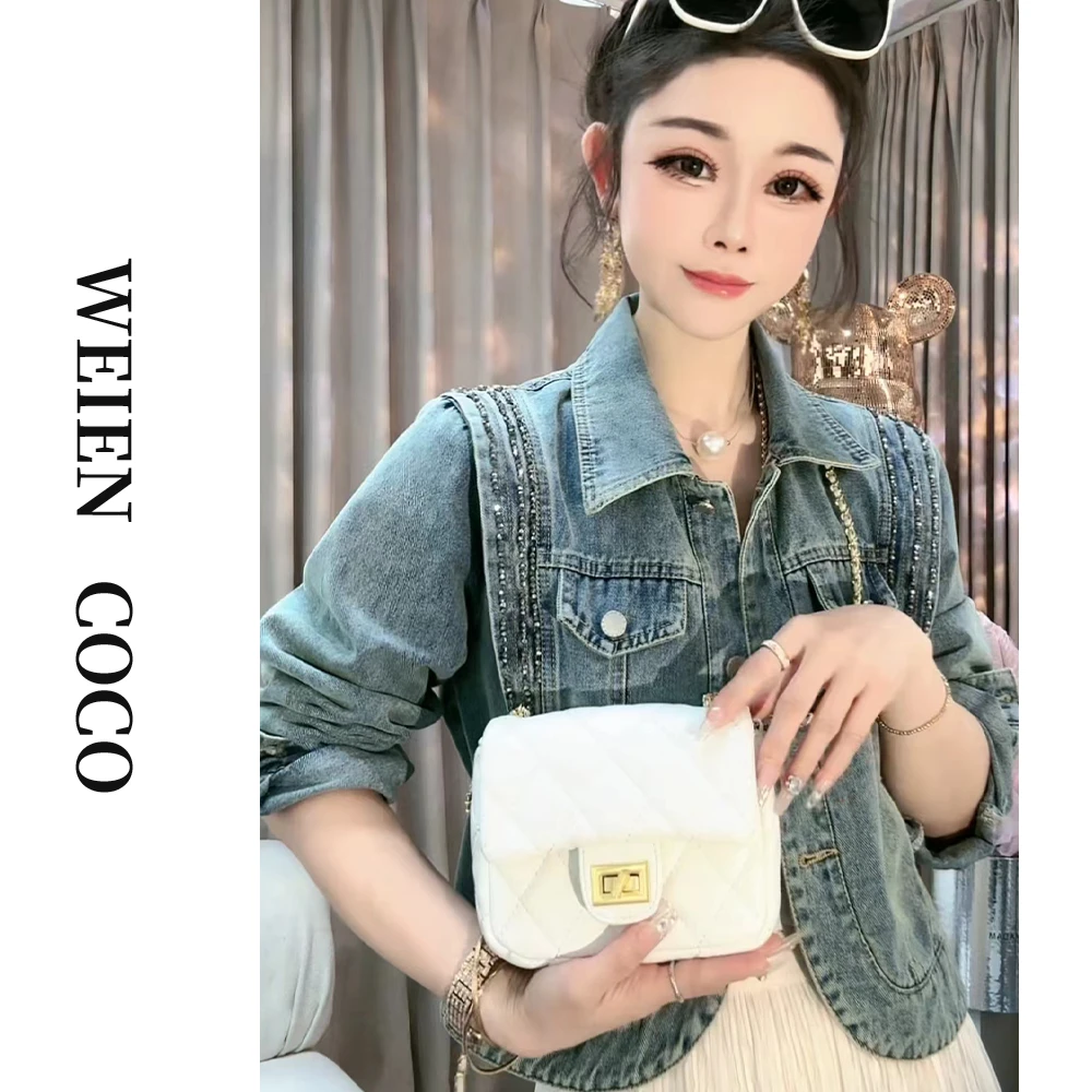 【薇恩COCO】小香风白色百搭时尚女士潮流单肩菱格包春季新款B0430