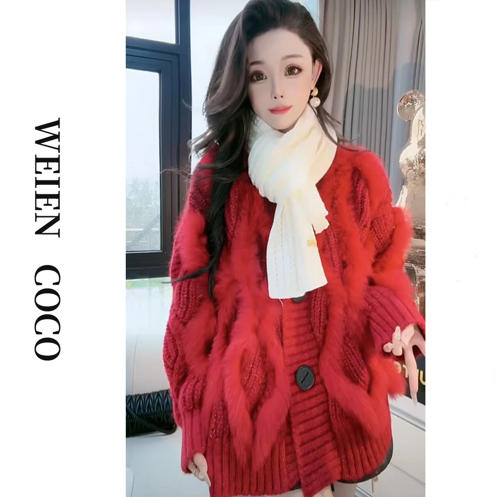 【薇恩COCO】毛衣时尚百搭针织秋冬新款简约长袖开衫上衣S2611