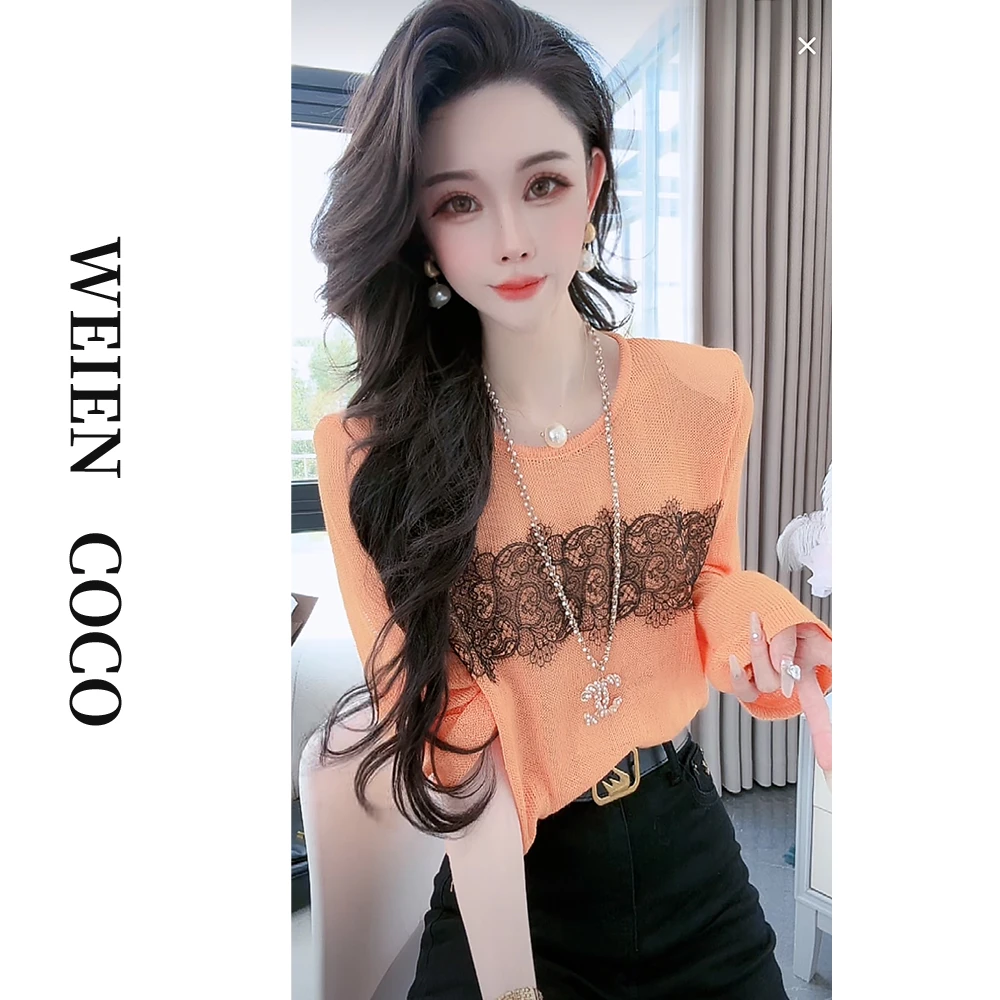 【薇恩COCO】蕾丝拼接针织时尚百搭休闲女士开衫上衣 S1769