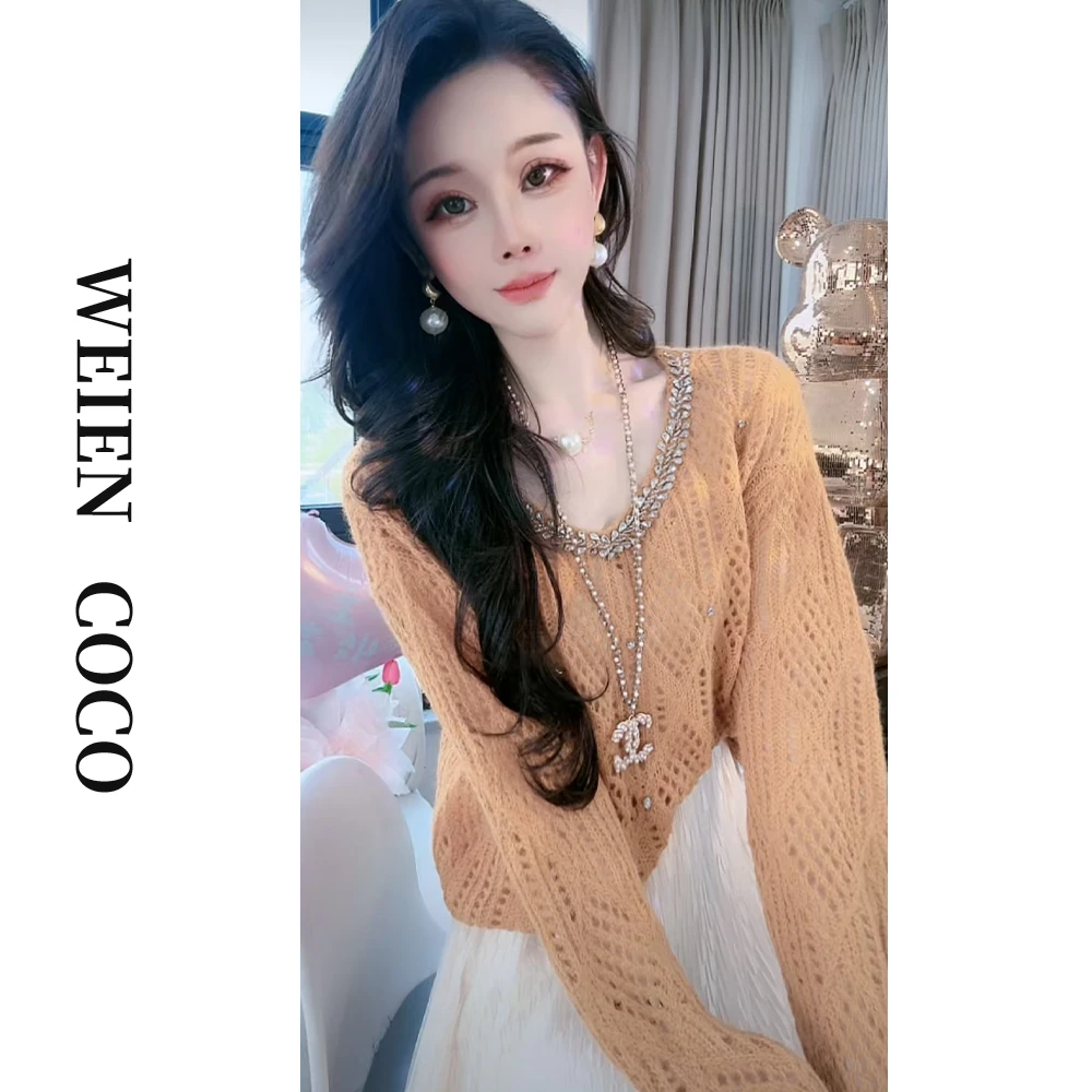 【薇恩COCO】镂空重工长袖针织衫休闲时尚洋气秋上新上衣S2218