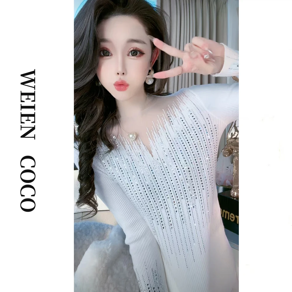 【薇恩COCO】镂空长袖针织衫百搭修身显瘦气质时尚打底衫 S2911