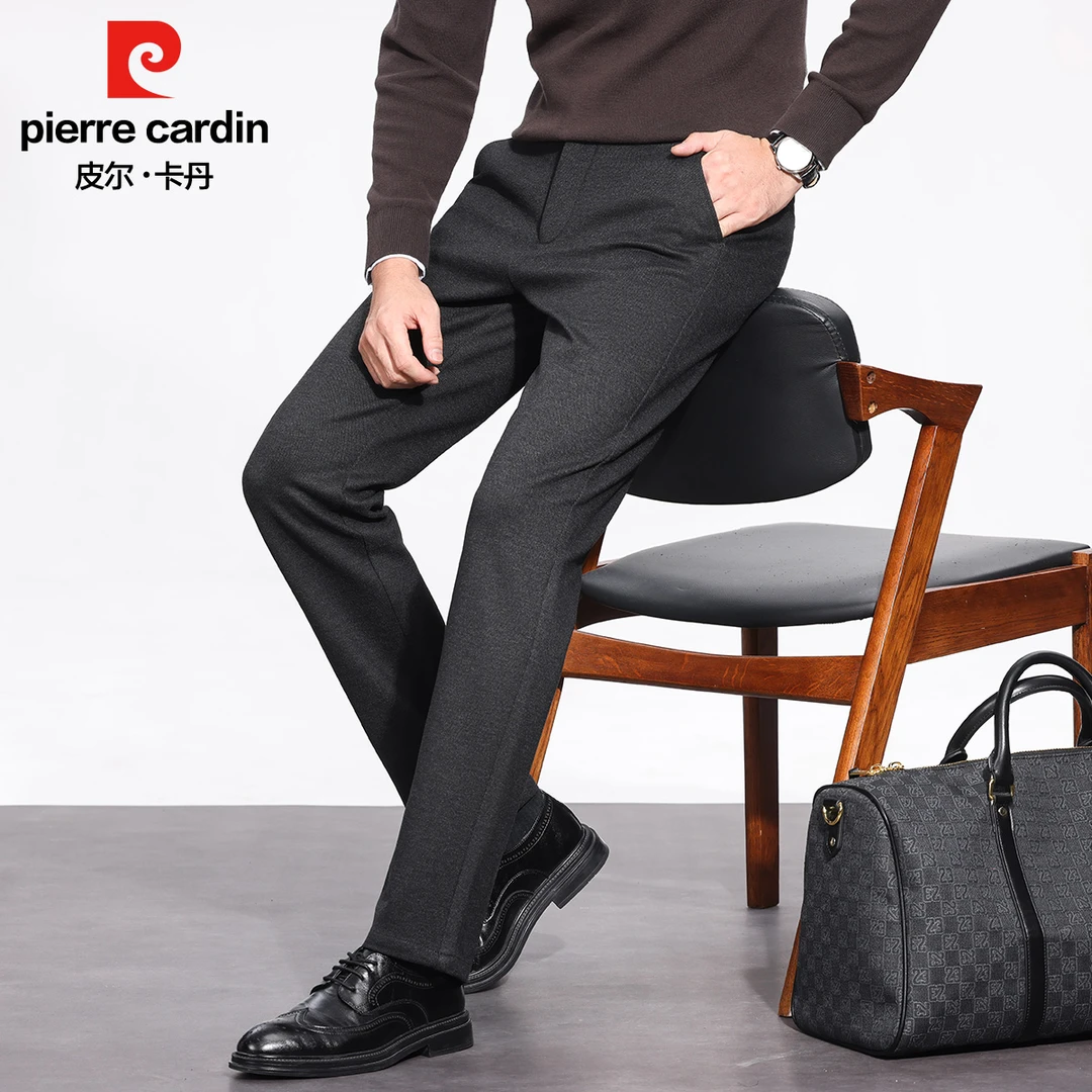 皮尔卡丹中老年厚款长裤针织商务休闲裤男款裤子舒适保暖弹力直筒