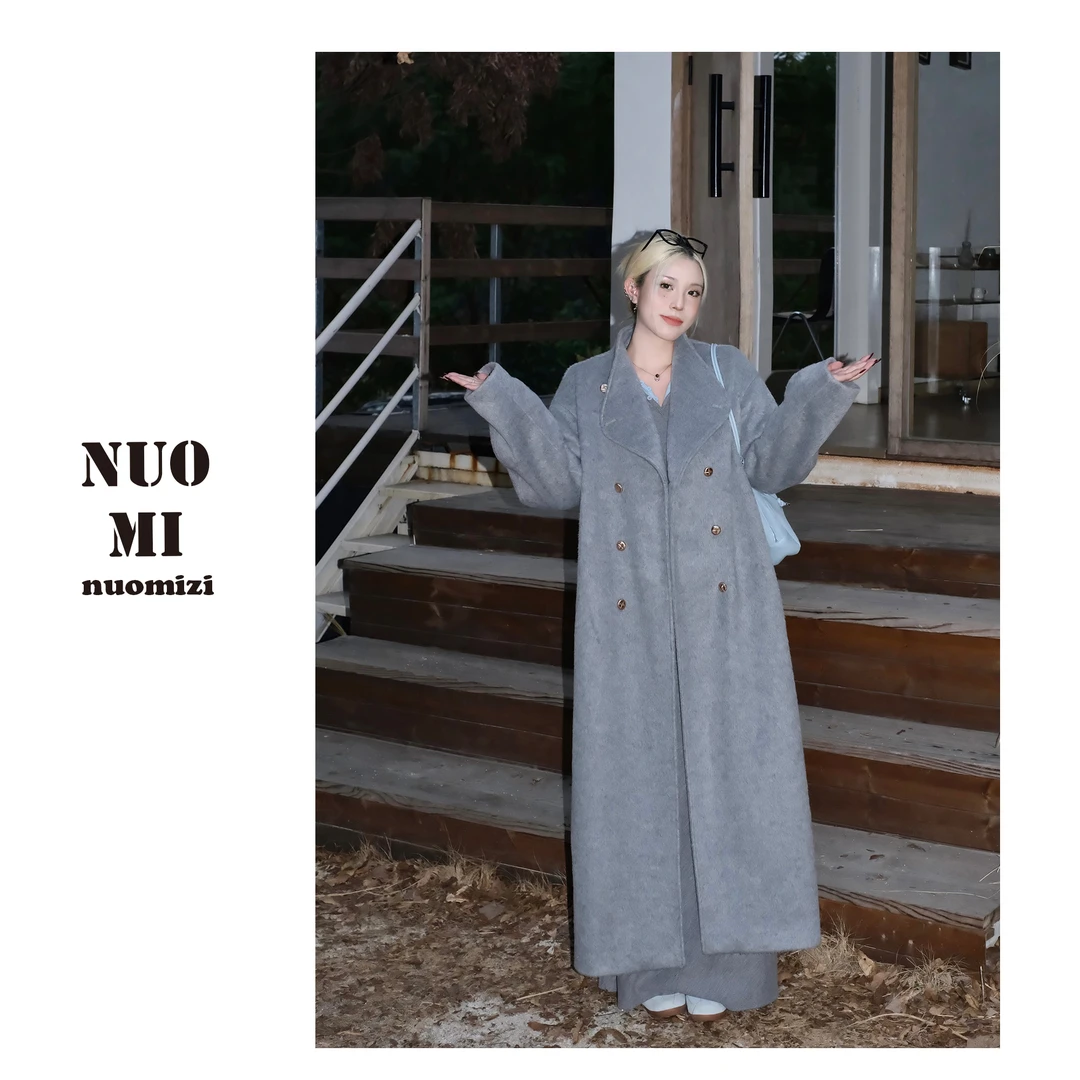 ZOZ糯米子[富士山]女韩系中长款宽松高级感气质毛呢外套