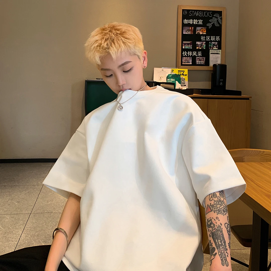 送运费险【现货】纯棉正肩320g重磅t恤男春秋短袖三本针长袖T恤上衣