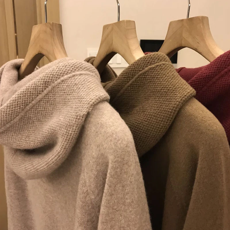 美拉德穿搭日系古着针织连帽卫衣毛衣男冬季加厚慵懒风粗毛线外套