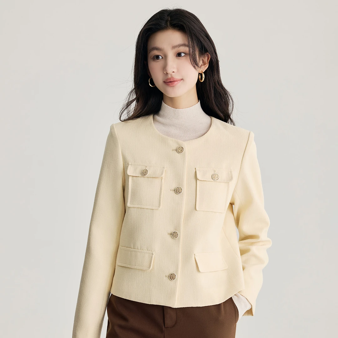 【茵曼女装】茵曼法式小香风外套气质高级感通勤上衣18448620 CY