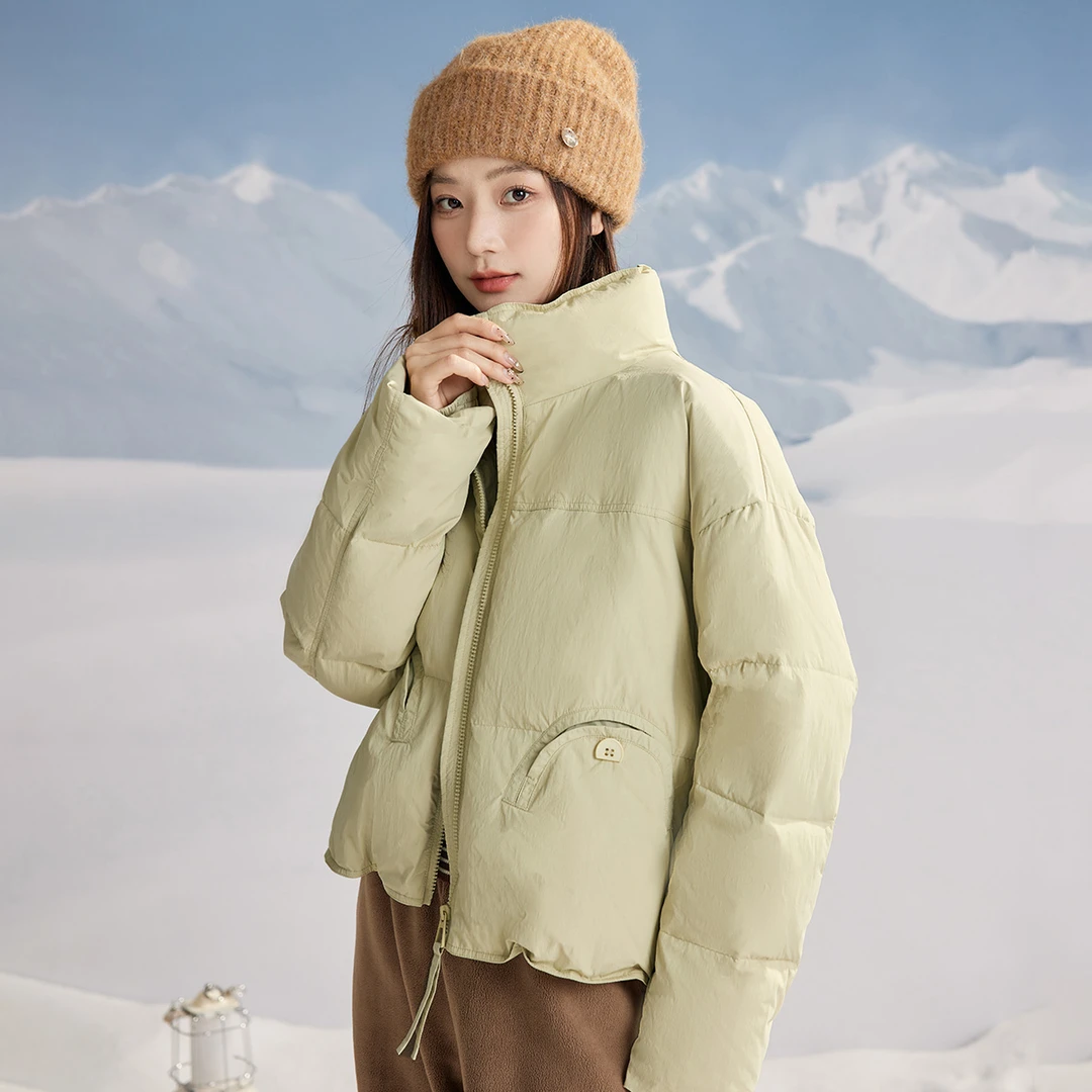 茵曼2024冬季新款女羽绒服短款外套加厚鸭绒保暖爆款休闲纯色通勤