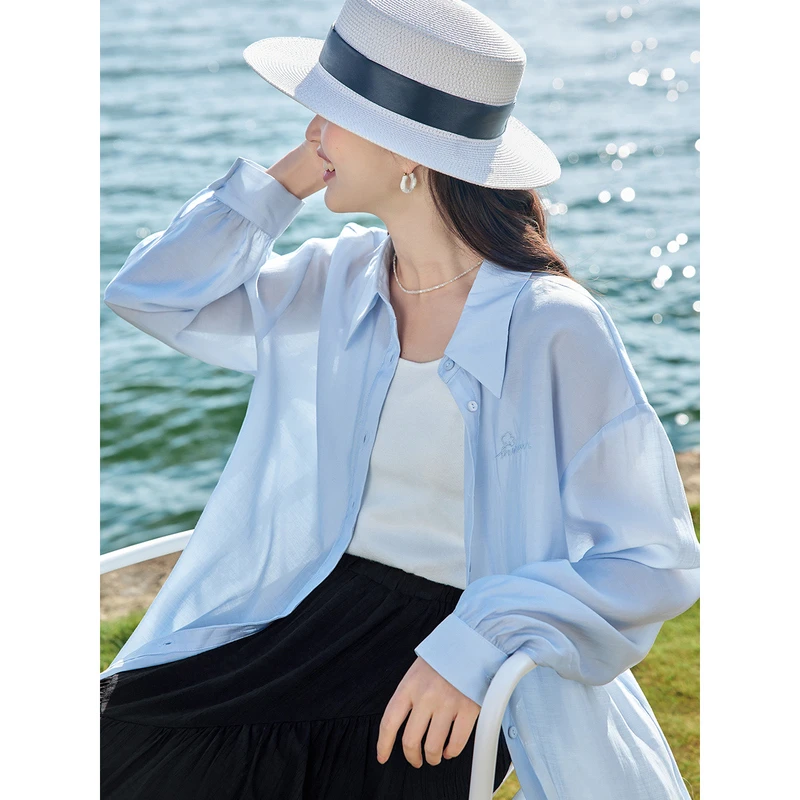 【章若楠秀场同款】茵曼夏季女衬衫衬衣上衣长袖女装新款宽松休闲穿