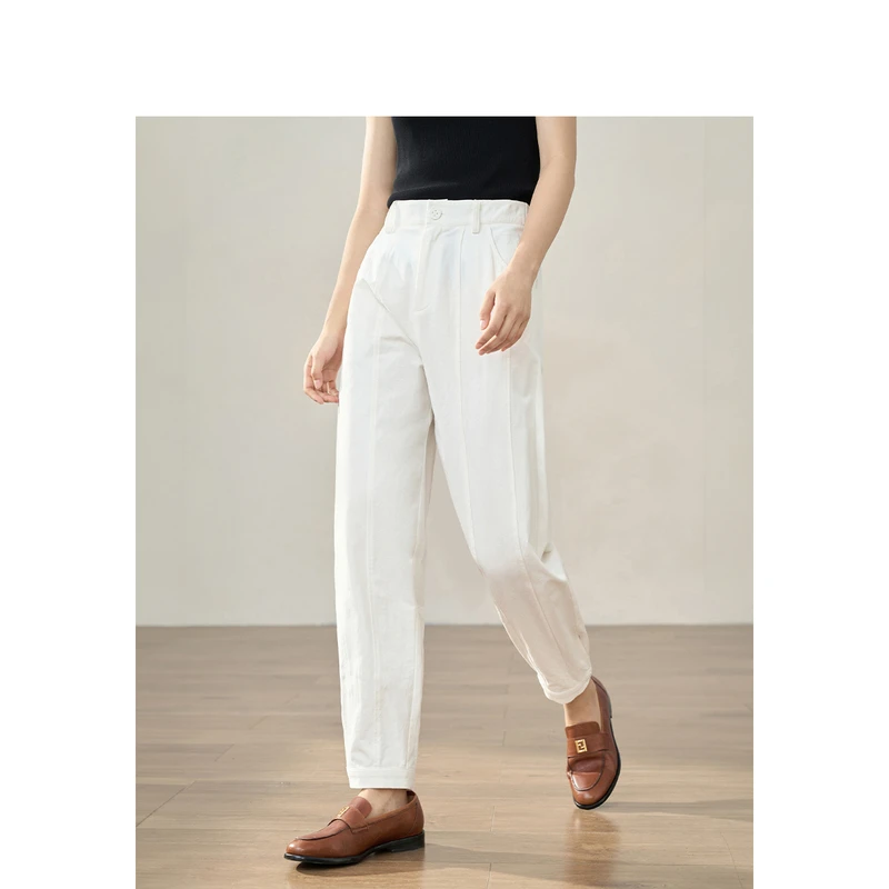 【商场同款】茵曼春秋女休闲裤裤子长裤哈伦萝卜直筒高腰新款纯棉