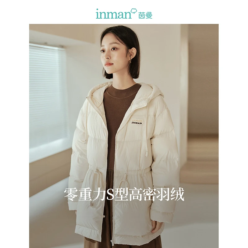 【茵曼女装】鹅绒零重力轻羽绒服时尚休闲抽绳连帽收腰外18348205