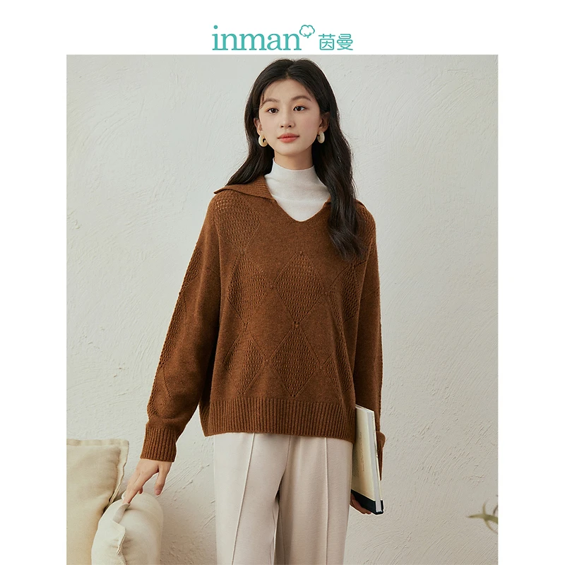 【秋冬毛衣内搭】茵曼冬季女毛衣外套上衣针织长袖气质新款V领套头