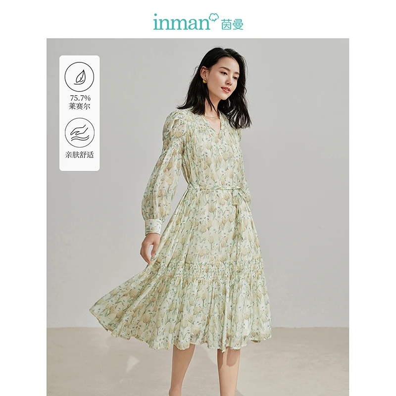 【万达品牌】茵曼春秋女连衣裙爆款百搭时尚舒适休闲简约实用