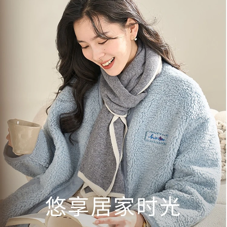 【冬季厚外套】茵曼冬季女短外套休闲女装羊羔小女士新款加厚气质