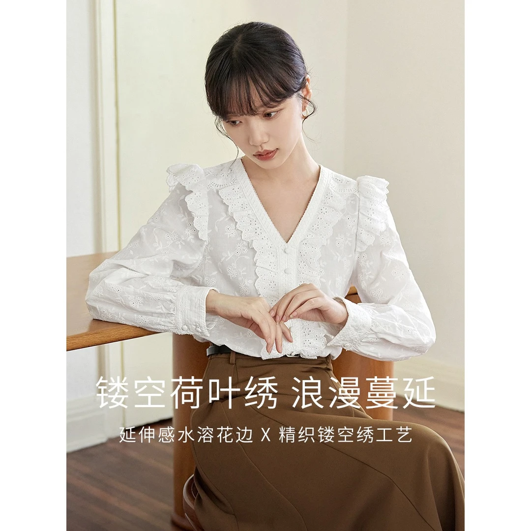 【秋日多巴胺】茵曼春秋女衬衫上衣衬衣气质长袖新款通勤休闲套头