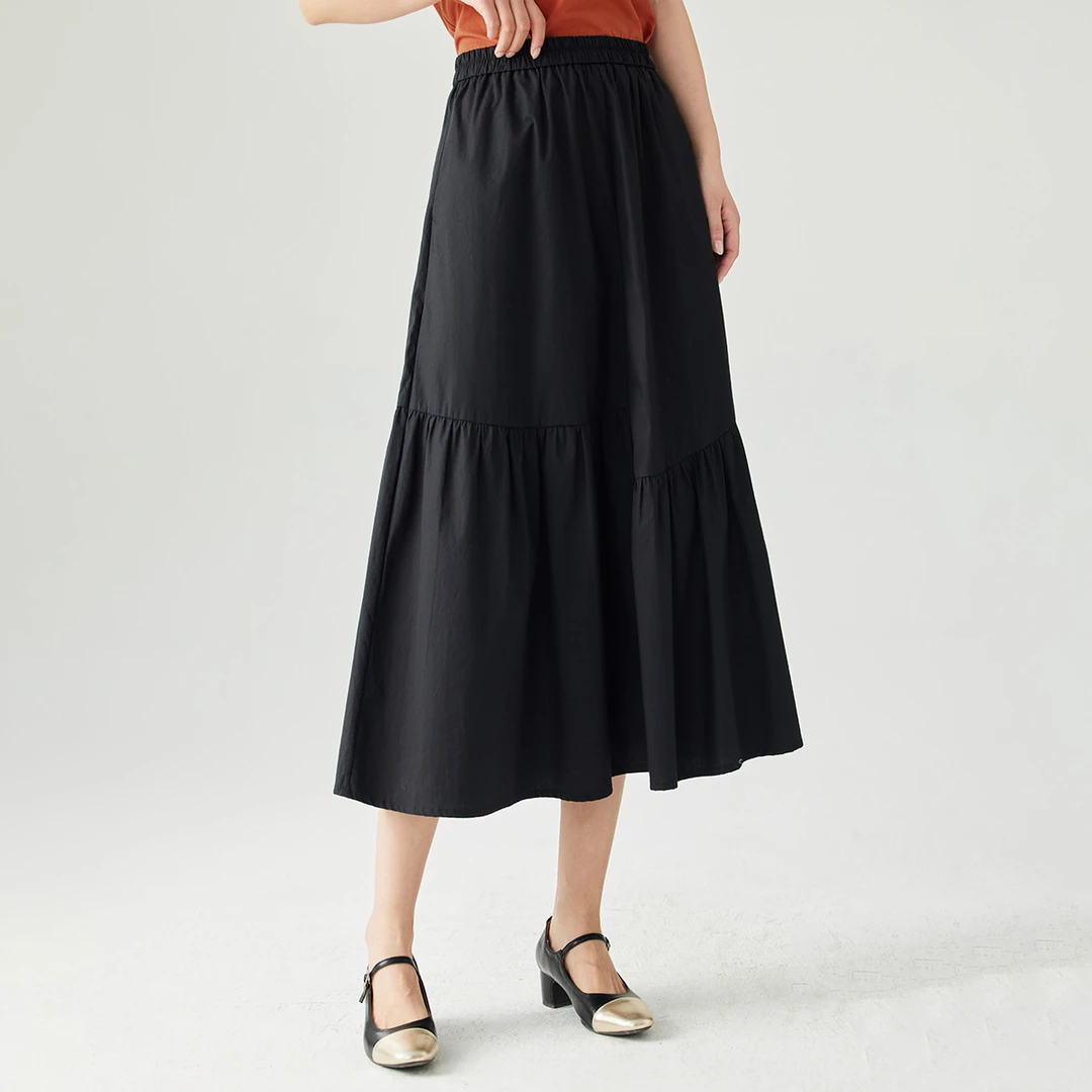 茵曼夏季新款女半身裙长裙休闲不规则气质纯棉时尚百搭背带