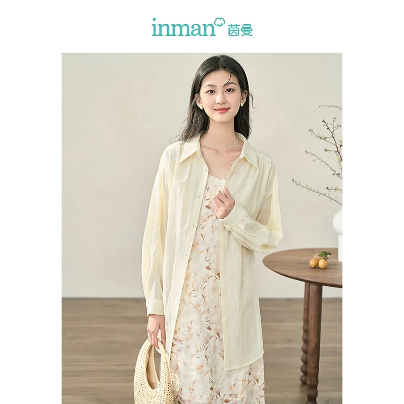 茵曼春秋女衬衫衬衣上衣长袖女装新款宽松气质休闲领爆款百搭时尚
