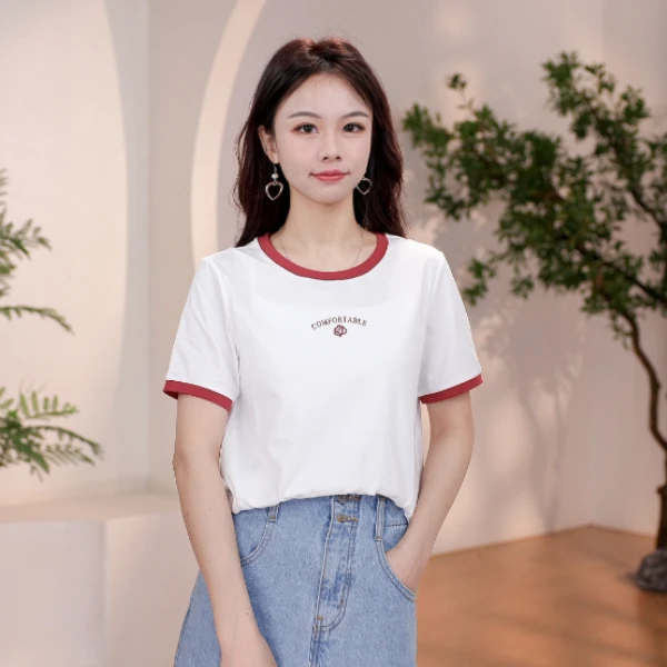 茵曼夏季新款女T恤上衣短袖长袖显瘦女士时尚休闲刺绣连帽