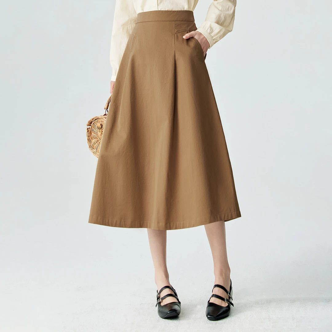 【雅丹风】茵曼2024春秋新款女半身裙长裙中A字休闲气质百搭时尚