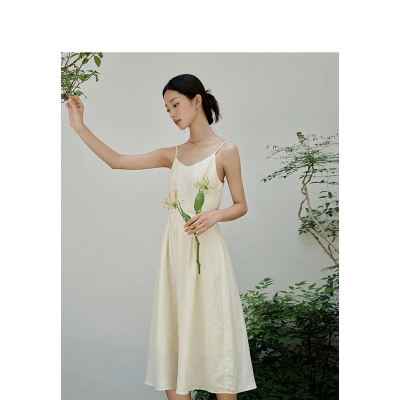 茵曼春秋女连衣裙裙子长裙吊带显瘦女装休闲A字时尚中式新高腰
