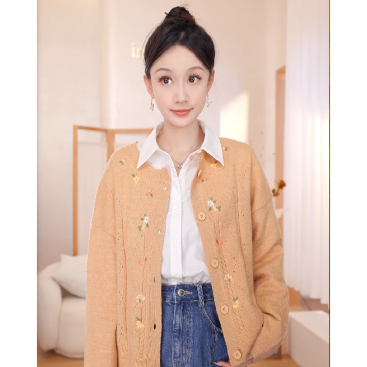 茵曼春秋女毛衣针织长袖开衫短款女装气质休闲女士爆款百搭时尚