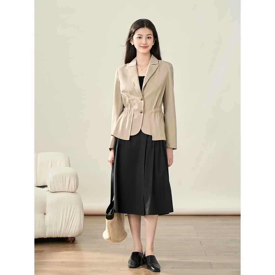 【商场同款】茵曼春秋女西装外套休闲上衣职业通勤薄款百搭纯色爆款