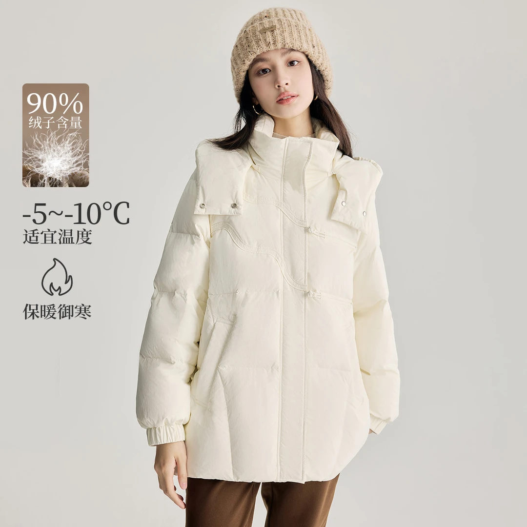 茵曼冬季新中式加厚保暖羽绒服盘扣宽松舒适百搭外套