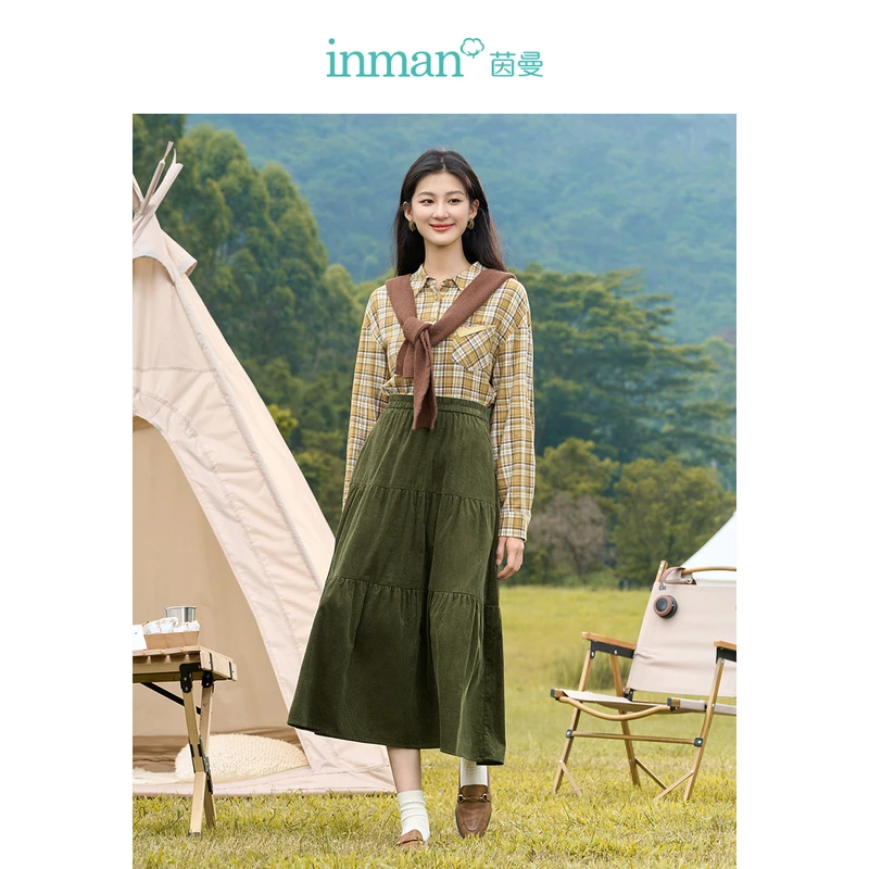 【薄荷曼波】茵曼春秋女半身裙长裙裙子显瘦A字休闲中长新款高腰