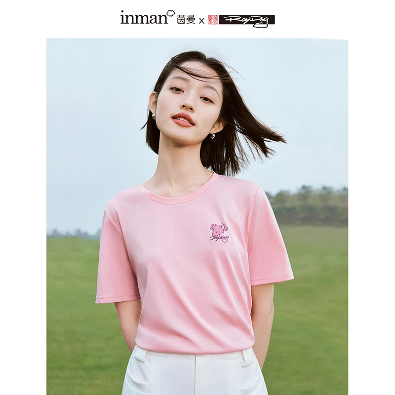 【尤莱特】茵曼2024夏季新款女T恤上衣短袖女装时尚休闲印花圆领