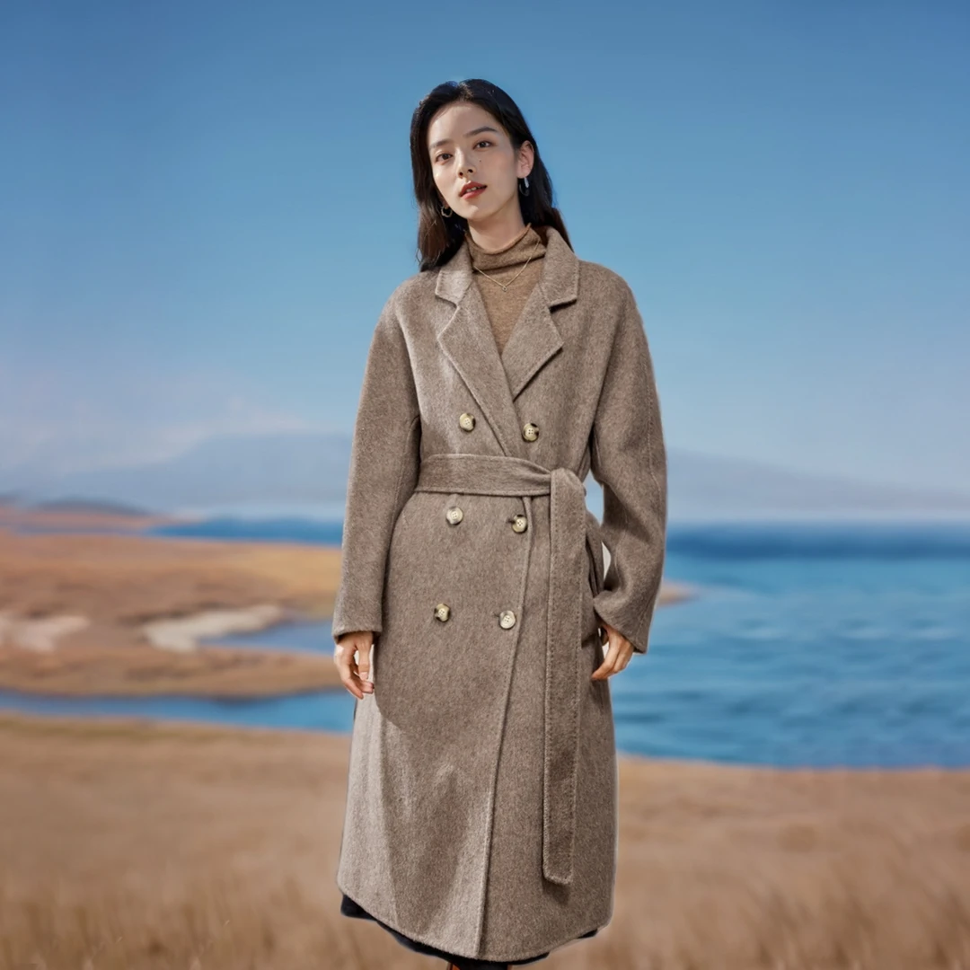 【秋冬大衣】茵曼冬季女毛呢外套气质新款翻领长袖休闲反季爆款百搭